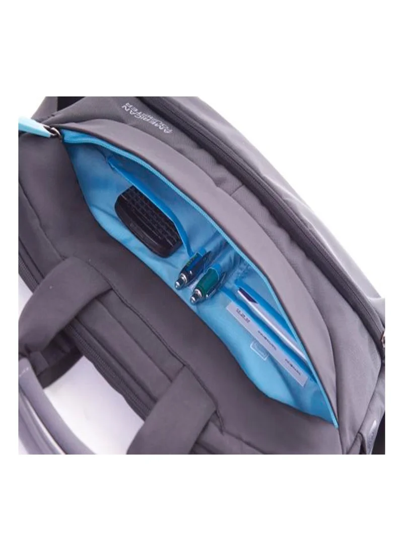 American Tourister  Amber 15.6" Laptop Briefcase Briefcase 100% Polyester, Blue|Quick Access Pocket|Adjustable Strap|Smart Sleeve - 1 Year International Warranty  | Best Price UAE
